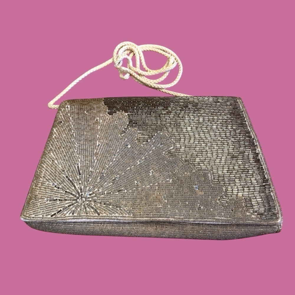 Vintage beaded clutch or crossbody purse